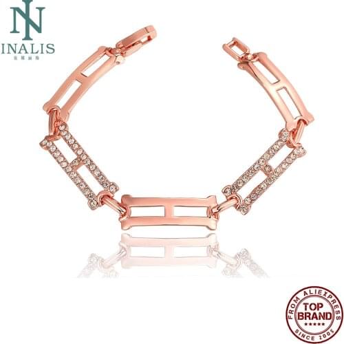 INALIS Geometric Spring-Ring-Clasps Link Bracelets For Women and Men Rose Gold Plated Unisex Bracelet Fashion Jewelry Hot Sale