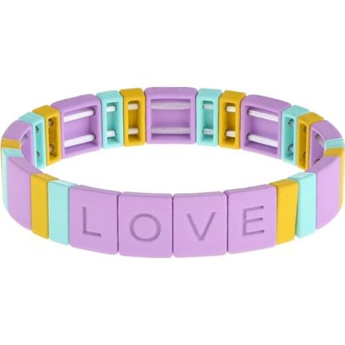 JBL005 2020 new design Letter Love Beads Bracelet Rainbow multicolor Bohemian Bracelet Stackable Stretch Bracelets For Women