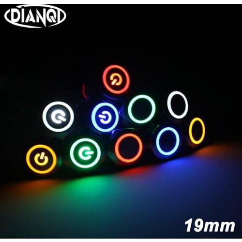 Free shipping 19mm power ring light nickel plated brass momentary locking push button waterproof press switch 19HX.F