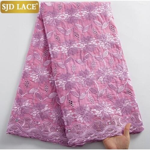 SJD LACE African Lace Fabric 2021High Quality Pure Cotton Embroidery Swiss Voile Lace In Switzerland For Wedding Party Sew A2435