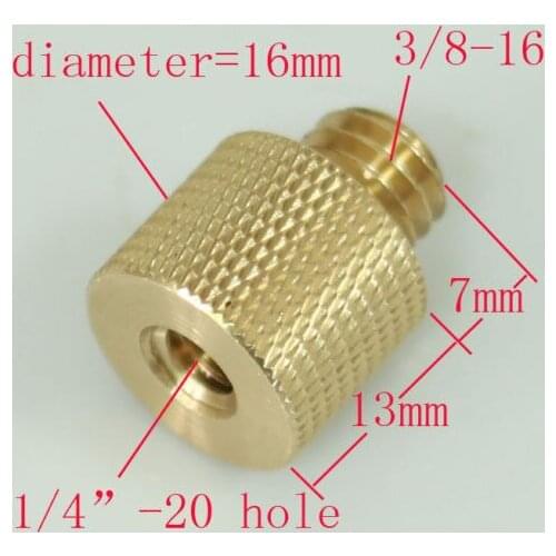 Brass Adapter 1/4"-20 female To 3/8"-16 male for light stand and tripod camera