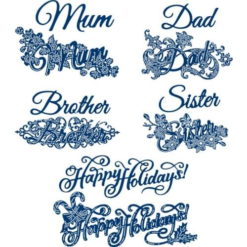 "Mum" "Dad" "Brother" "Sister" Words with Flowers Metal Cutting Dies for Scrapbooking Album Card Making DecorStencil New 2019