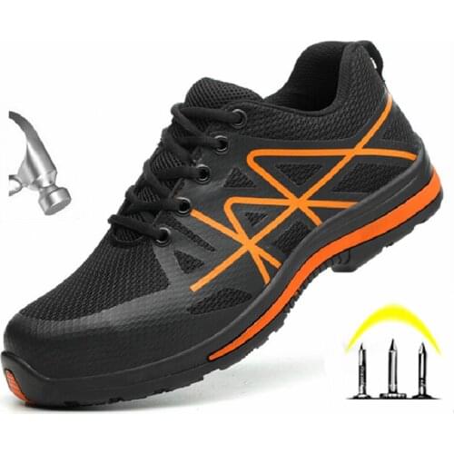 Spring Fashion Mens Work Shoes Non-slip Breathable Construction Work Safety Shoes Puncture-proof Safety Boots for Men