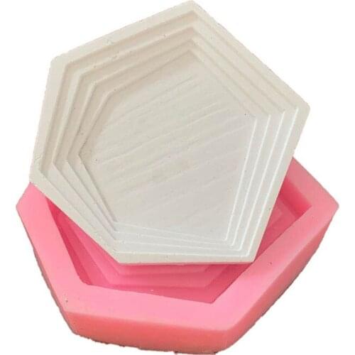 Irregular Big Hexagons Geometric Concrete Silicone Pallet Mold Desktop Storage Cement Jewelry Storage Epoxy Tray Tool