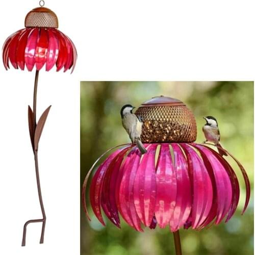 New Picaflor Comedero Pink Coneflower Bird Feeder Outdoor Decoration Window Garden Flower Bird Feeder JU0253