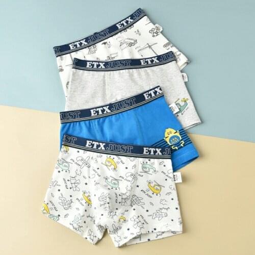 New 2021 Cartoon Boys Underwear Teenage Cotton Underpants Breathable Casual Children Boxers Shorts 4 Pcs/pack Kids Baby Clothing