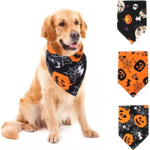 Pet Neckerchief Cat Dog Accessories Scarf Waterproof Bandana Bibs Scarf Collar Pet Saliva Towel Halloween Pet Triangle Towel
