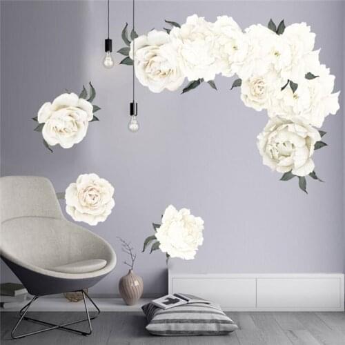 Peony Beautiful Flowers Wall Stickers Living Room Baby Kindergarten Mural White Wall Decoration Poster Mural