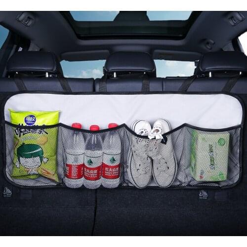 Car Rear Seat Back Storage Bag Multi Hanging Nets Pocket Trunk Bag Organizer Auto Stowing Tidying Interior Accessories Supplies