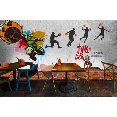 Custom photo 3d wallpaper Retro nostalgic basketball brick wall home decor living room 3d wall murals wallpaper for walls 3 d