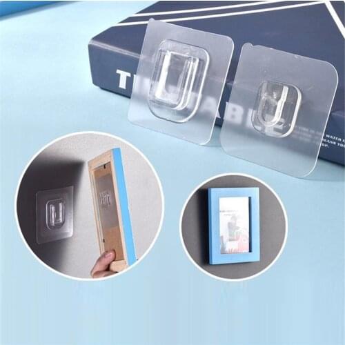5/10Pcs Transparent Self-adhesive Door Wall Hook Up Non-mark Hook For PVC Storage Hanging Kitchen Bathroom Accessories