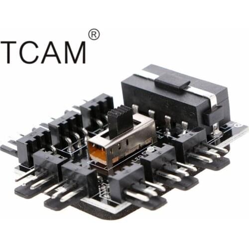 PC IDE Molex 1 To 8 Way Splitter Cooling Fan Hub 3-Pin 12V Power Socket PCB Adapter