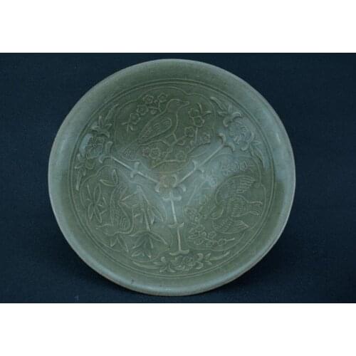 Rare SongDynasty porcelain bowl,Yao zhou kiln bowl,19cm( diameter),Birds,Hand-painted crafts,Decoration,Collection&Adornment