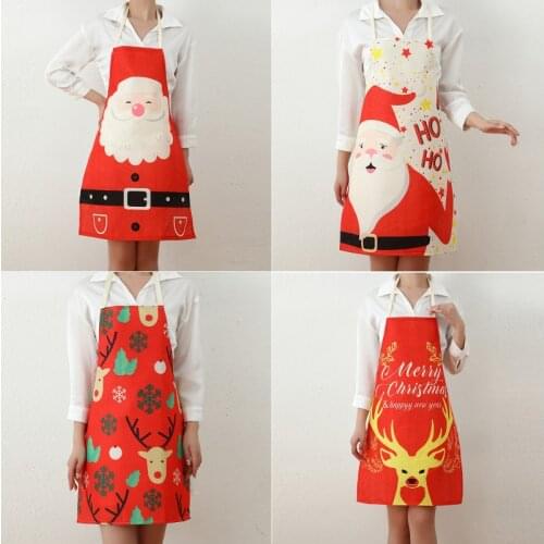 Cross border new Christmas decorations fabric printing Santa Claus apron Restaurant Bar party atmosphere decorations