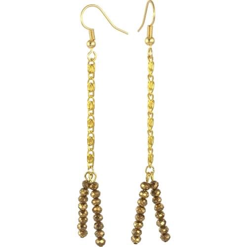 Earring Dangle And Drop 24k Gold Painted Glass Beaded Handmade Woman Fashion Jewelry Made In Turkey