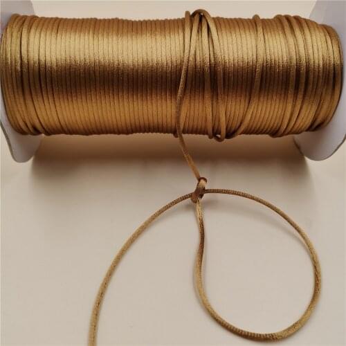 2mm X 20meters Old Gold Color Rattail Satin Cord Chinese Knot Braided String Jewelry Findings Beading Rope R563