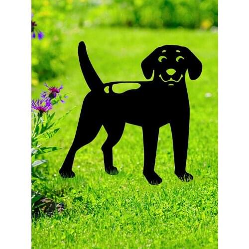 Cute Dog Stakes Animal Stakes Grass Garden Silhouette Lawn Yard Art Party Home Garden Statues Decor for Dog Lover