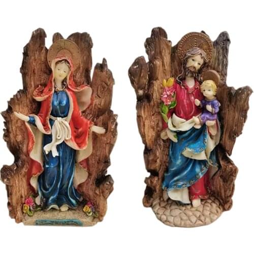 Hand Painted 8.66" Christ Church Resin Statues Holy Catholic Religious Blessed Figurines Shelf Décor Collectibles Gift
