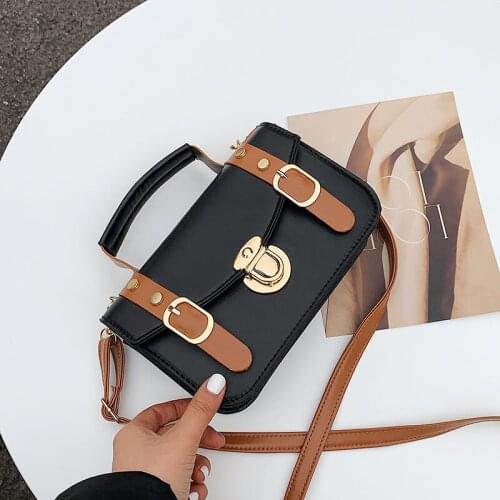 New Korean Version Fashion Shoulder Bags Women PU Leather Belt Buckle Small Square Bag Casual Flap Crossbody Messenger Handbag