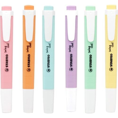 STABILO Swing Cool Highlighters Pastel Colors Text Markers 1mm/4mm Line Width Student Key Marking Focus Pen