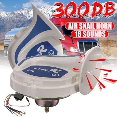 Pair 300DB Universal Black Waterproof Electric Snail Horn Air Horn Raging Sound For Car Motorcycle Truck Boat For Auto Siren