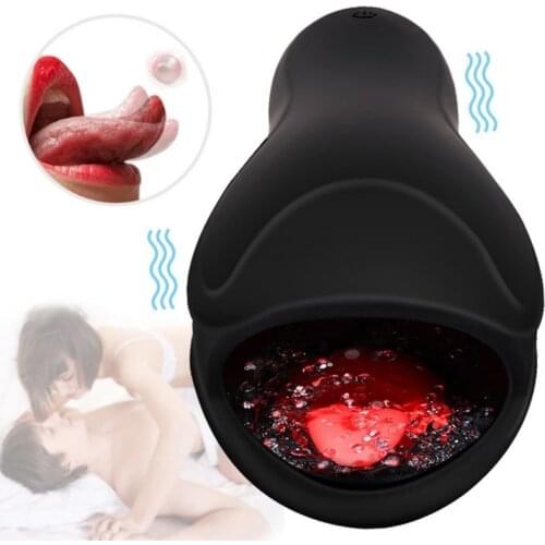 Vibrating Male Trainer Cup With Licking Mushroom Head Tongue Enjoy Pleasure Stimulation While Improve Stamina Delay Working Time