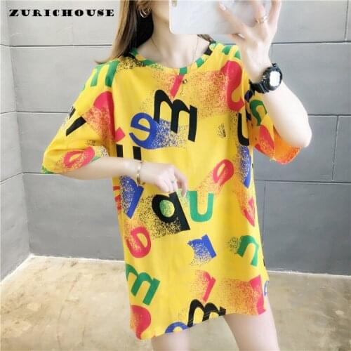 ZURICHOUSE 2021 Oversized T Shirt Women Fashion Short Sleeve O-neck Color Letter Print Design Casual Summer Tee Shirt Tops
