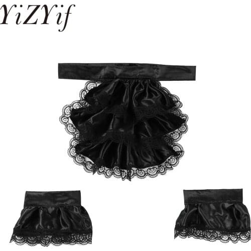 2021 Women Sweet Layer Lace Ruffles Stand False Fake Collar Button Down Half-Shirt Kids Adult Victorian Lace Jabot and Cuffs Set