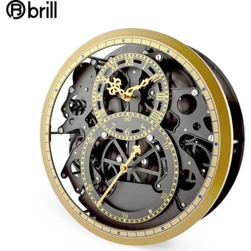 Gold Luxury Creative Gear Wall Clock Metal Silent Living Room Kids Art Retro Wall Clock Wall Stickers Home Gorgeous Room Decor