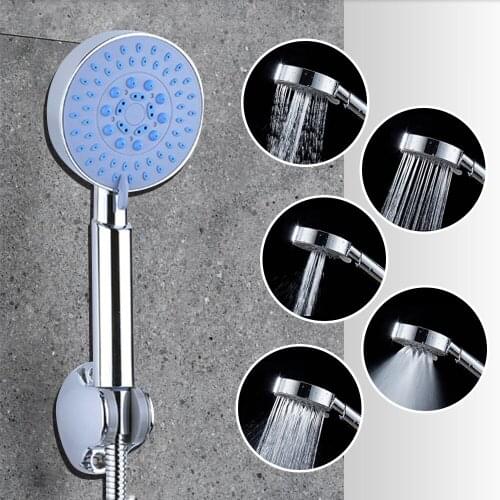 1 Set Handheld Shower Head 5 Spray Settings Massage Spa Detachable with Hose & Holder