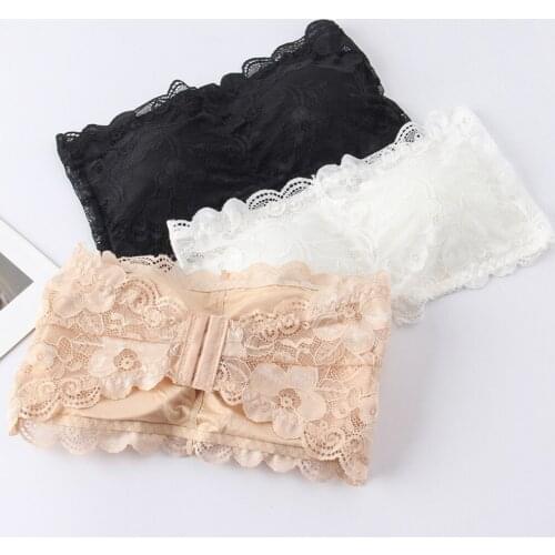 1pcs Sexy Bra Women Lace Floral Bralet Bustier Valentines Day Back Closure Padded Bralette Strapless Tube Top Lingerie