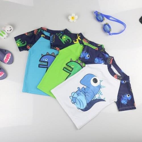 3 Pieces Shark Cute Swimsuit for Children Short Sleeve Swimwear With Pants Baby Bathing Boys Toddler Kids Swimming Boy Swim Suit