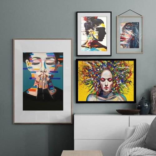 Abstract Colorful Figure Portrait Canvas Painting Posters and Prints Wall Art Pictures Home Decoration for Living Room Bedroom