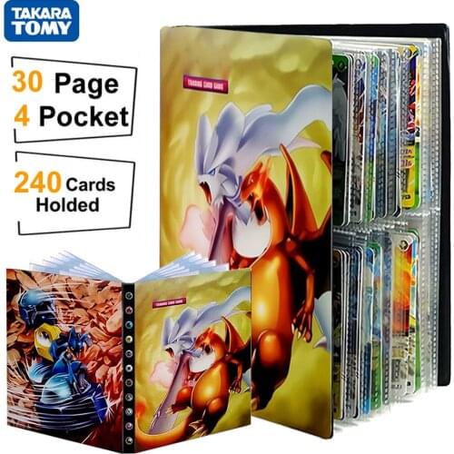 4 Pocket AnimePokemon Album Book 240 Card Playing Game Map Holder Display Liver Pokémon Collection Binder Folder Toys Kids Gift