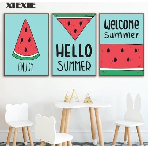 Watermelon Ice Cream Summer Quote Cartoon Posters HD Prints Canvas Painting Nordic Wall Art Pictures for Living Room Decor