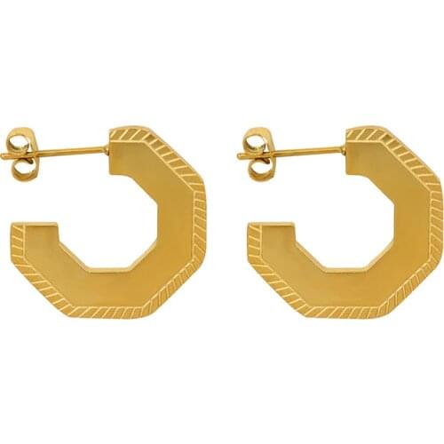 Boho Style Statement Opening Geometric Stud Earrings For Women Minimalist Stainless Steel Metal Circle Earrings Vintage Jewelry