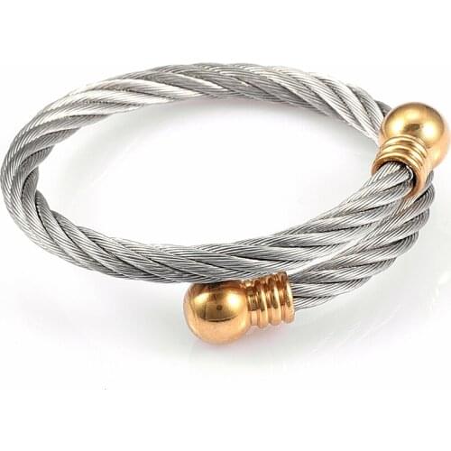 IJB0526 BlacK and Stainless Steel Twisted Cable Anchor Shackles Bangle Bracelet for Men Women