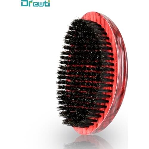 DREWTI 1 Piece Set of Mens Hair Brush Bristle Crown Curved Wave Wooden Beard Brush Wooden Beard Comb Styling Tool for MEN