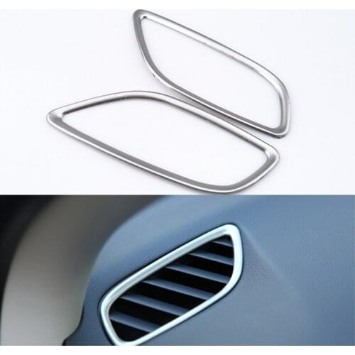 For Mitsubishi Outlander 2013 2014 Car Trim Stainless Steel Outlet Box Special Modified Dashboard Decorative Frame 2pcs Included