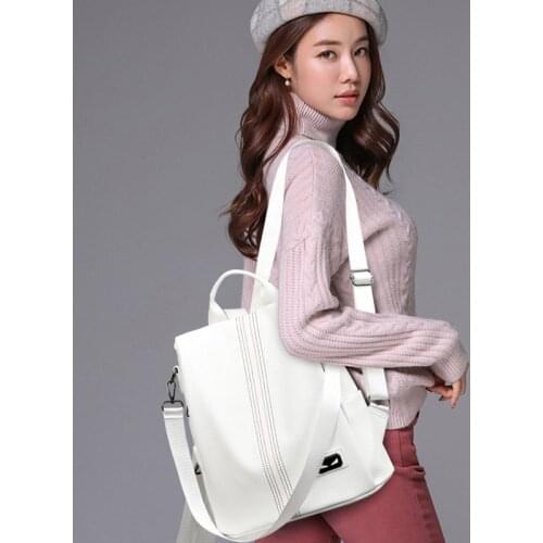 2021 Girls Travel Anti-Theft Backpack High Quality Ladies Bagpack White Women Pu Leather Backpack School Bags for Teens