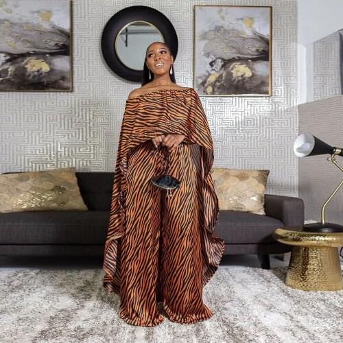 Echoine African Print Long Cover Up Top Oversize 2 Piece Set Dashiki Off Shoulder Dress Pants African Clothes Bazin Famous Suit