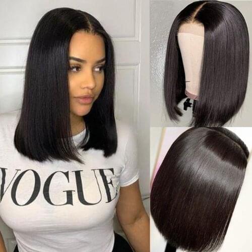 Brazilian Lace Closure Wig 4X4 Short Human Hair Bob Wigs Straight Bob Wig Pre Plucked 150% perruque cheveux humain show modern