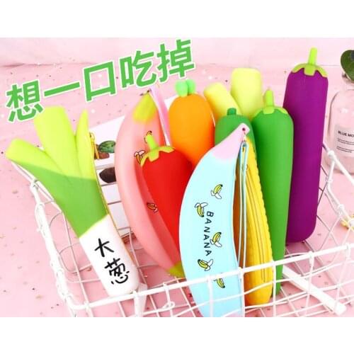 Creative Vegetable Shape Pencil Pouch Kawaii Silicone Large Capacity Pen Bag 2 PCS/Lot Korea Simple Coin Purse