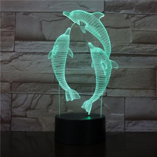 Dolphin Lamp 3D Illusion Led Night Light 7 Colors Table Novelty Decor lights with Touch Button for Friends Kids Gift 3578