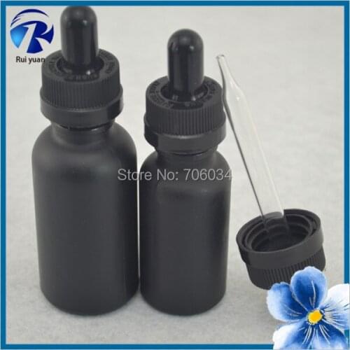 30ml frosted black glass bottle for oil essential oil bottle wholesale e-cigarette small glass vial with cork e cig vapor liquid