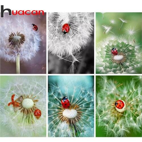 Huacan 5D Diamond Embroidery Cross Stitch Dandelion Diamond Art Painting Kits Flower Mosaic Sale Craft Kit