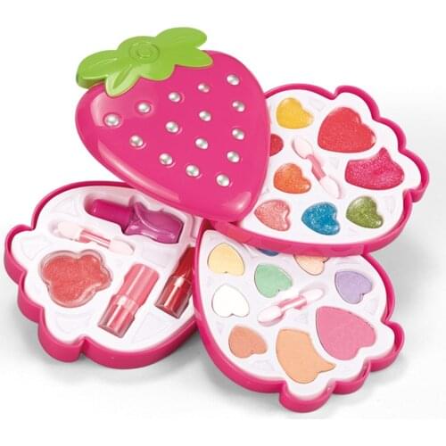 Strawberry Shape Makeup Kit For Girls, Washable Palette Cosmetics Beauty Set Toy Cosmetic Set