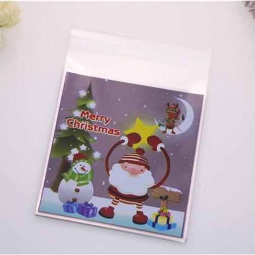 New Design 100pcs/lot 10x13cm High Quality Plastic Self-adhesive Candy Package Bags Gift Packaging for Christmas