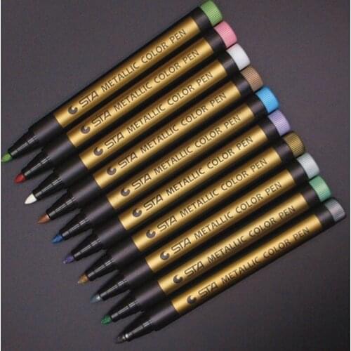 Wholesale Metallic Paint Marker Pens Metallic Glitter Calligraphy Arts DIY 12 Colors Optional For Paper Cardstock Office