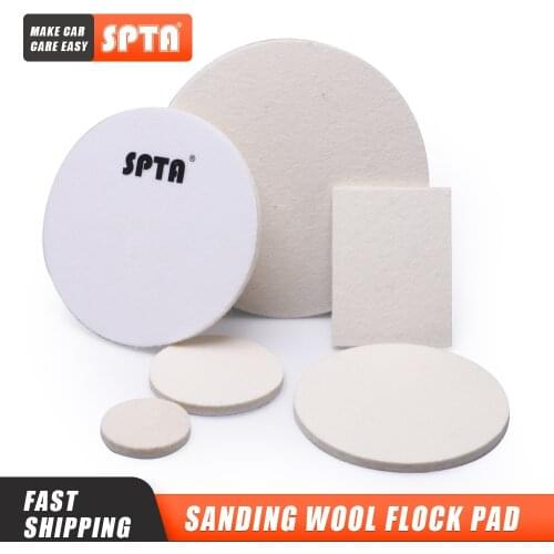 Bulk Sale) SPTA 3/4/5/6/7inch Wool Felt Polishing Pad, Buffing Wheels, Flocking Hook & Loop Back for Random Orbital Polisher